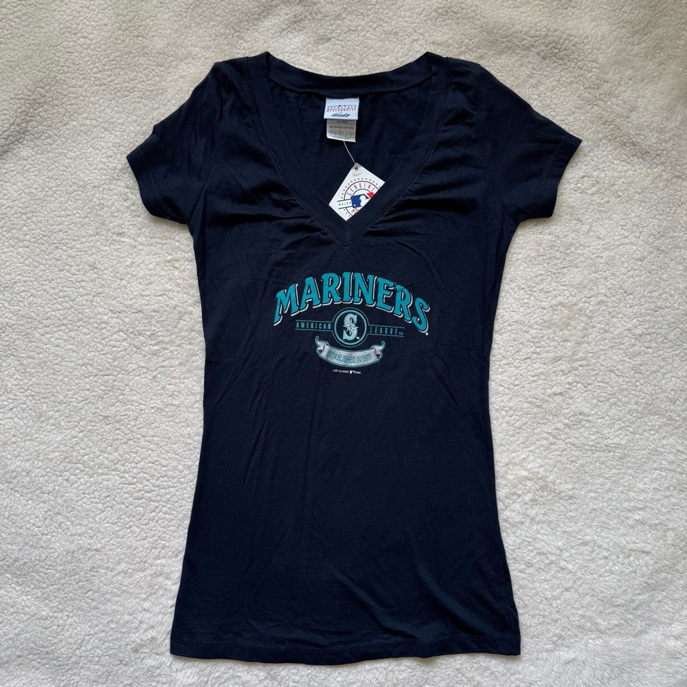 Seattle Mariners Genuine Merchandise Navy Blue V-Neck Tee